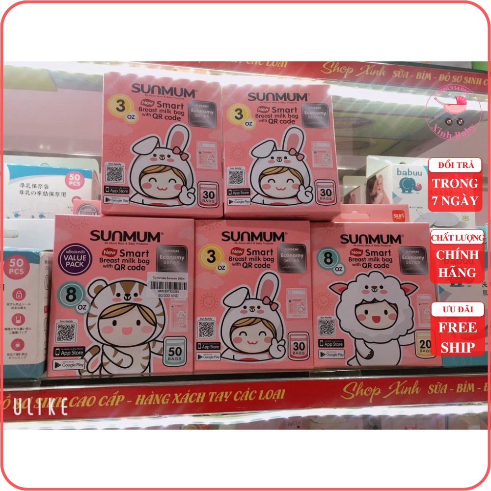 Túi trữ sữa Sunmum Thái Lan Mẫu mới 100ml/210ml/ 250ml
