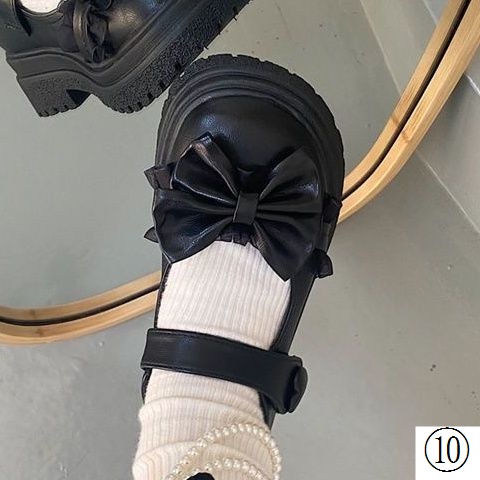 Giày Da Đế Dày Đính Nơ Phong Cách lolita Nhật Bản 2022 Cho Nữ