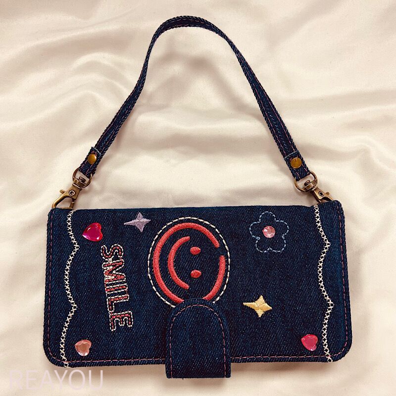 Ốp Điện Thoại Vải Denim Thêu Họa Tiết Cho iphone 13 pro max 12 11 xs xr 14plus