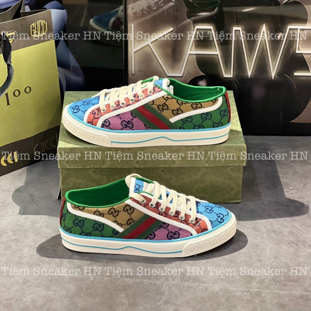 Giày Thể Thao Gucci Tennis 1977 Multicolor. Giày Thể Thao Gucci Tennis 7 Màu Blue Xanh Vàng