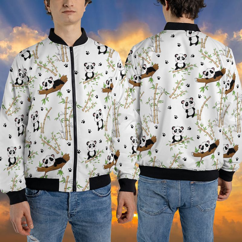 Áo khoác bomber gió unisex gấu trúc dễ thương đủ size in 3D