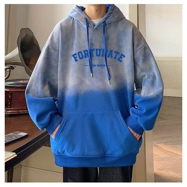 Áo Hoodie Nhuộm Màu Gradient Phong Cách Retro Cho Nam
