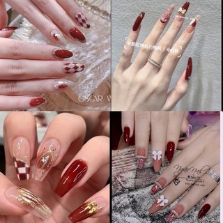 Nailbox,10 móng úp thiết kế tông đỏ sang trọng.
