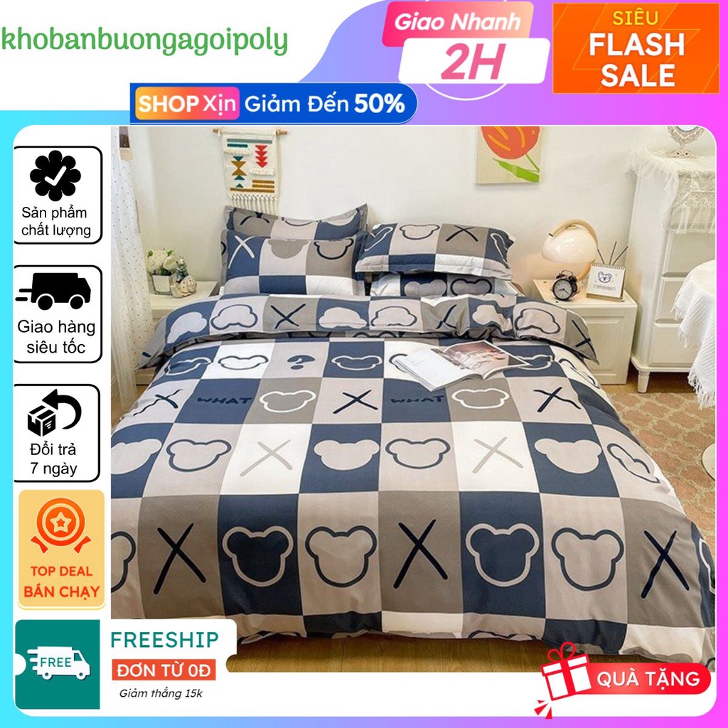 Ga trải giường bo chun m2/m4/m5 drap giường poly mẫu gấu