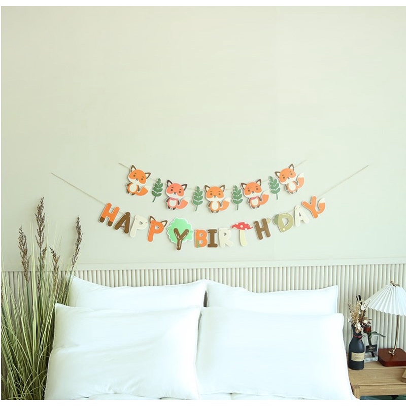 Dây treo trang trí happy birthday hình gấu