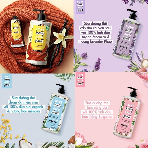 Sữa Dưỡng Thể Love Beauty And Planet Hương Hoa Ngọt Ngào Vanilla | Rose | Mimosa | Lavender Body Lotion 400ml