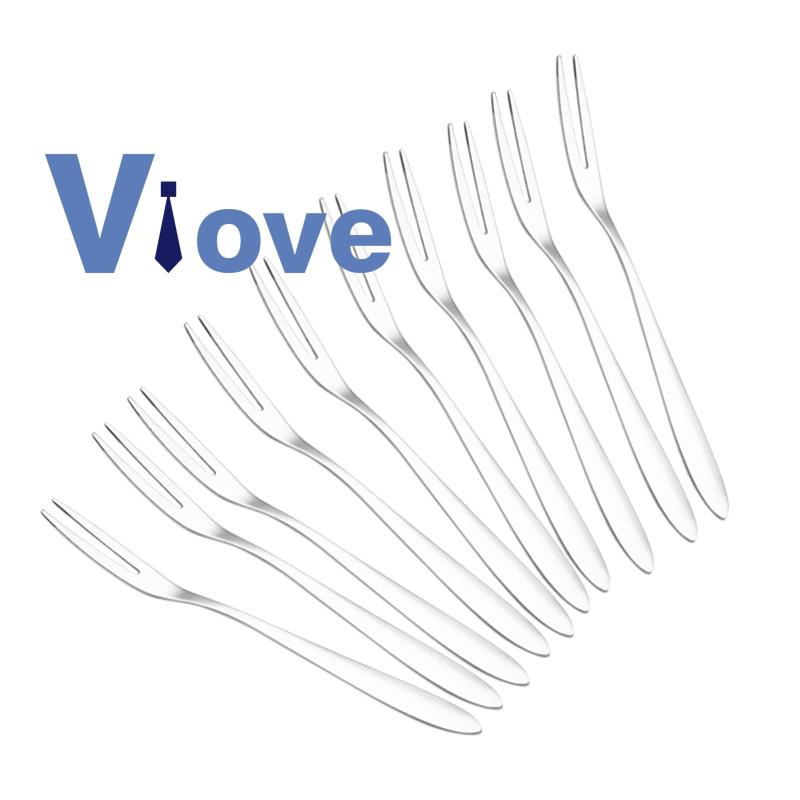 Set 10 Nĩa Ăn Trái Cây Bằng Thép Không Gỉ Có Thể Tái Sử Dụng Kích Thước 13cm