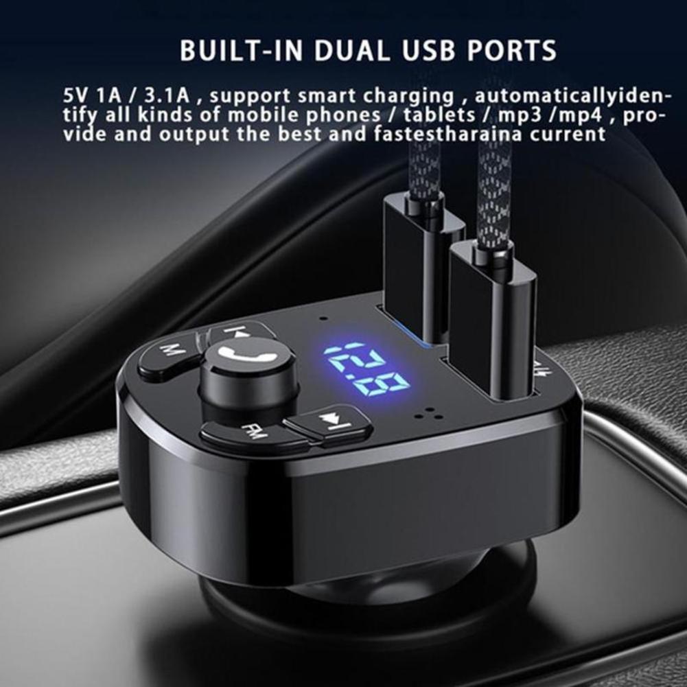 Tẩu Sạc Hai Cổng USB Bluetooth 5.0 Kiêm Máy Nghe Nhạc MP3 FM Rảnh Tay Không Dây Cho Xe Hơi MP3 | BigBuy360 - bigbuy360.vn