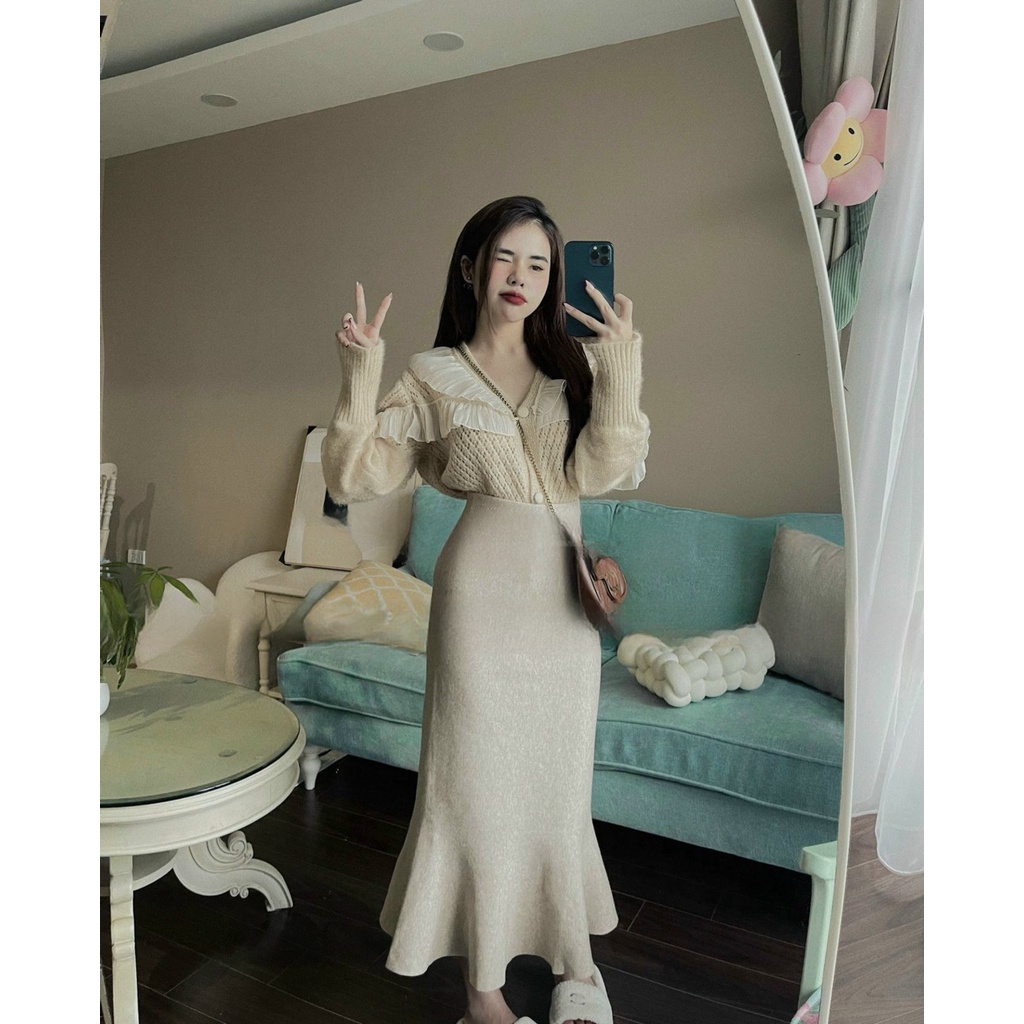 SET LEN CARDIGAN BÈO ĐUÔI CÁ - LEN 30