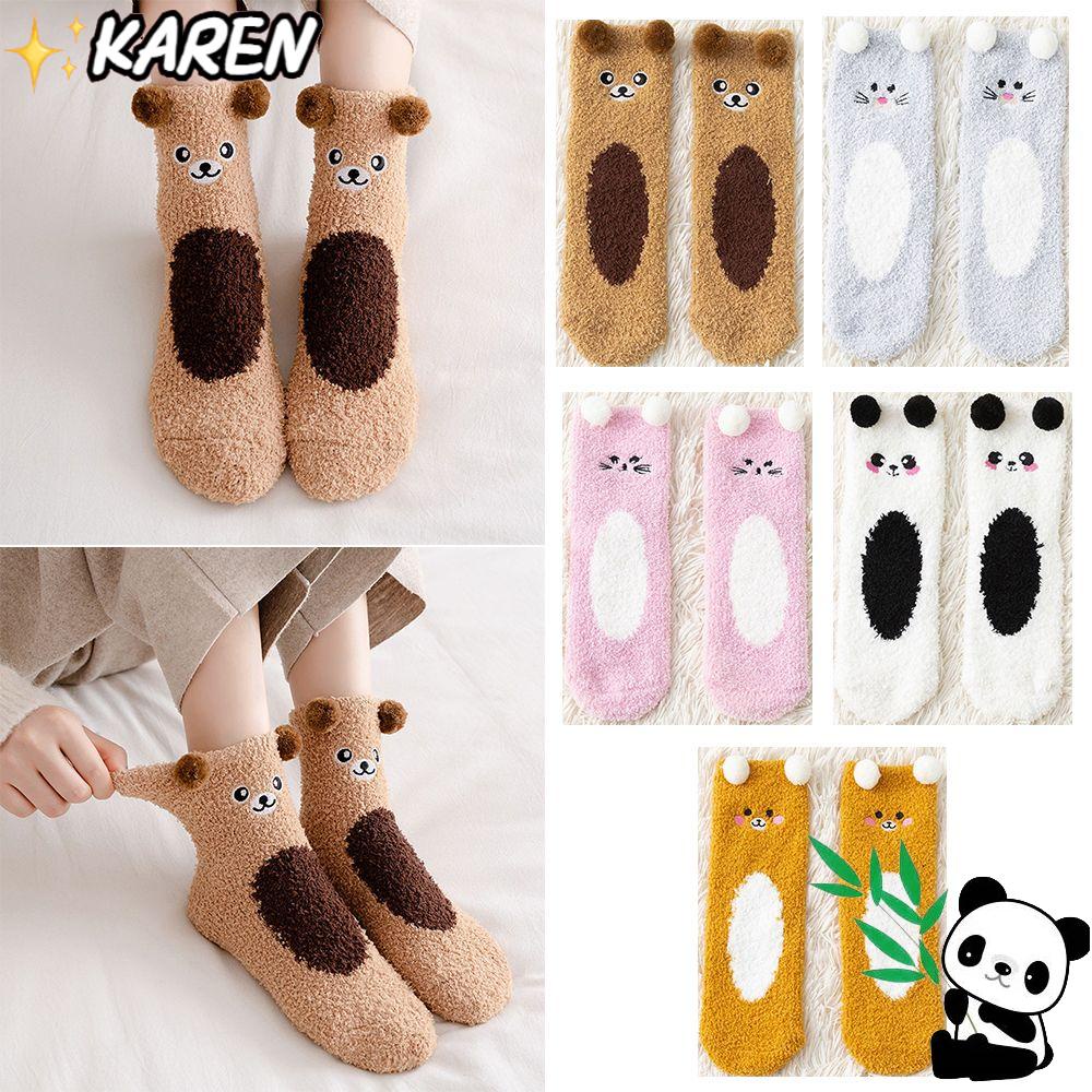 Vớ Ngủ Vải Nhung San Hô Hình Gấu Dễ Thương Giữ Ấm Mùa Đông Cho Bạn Gái