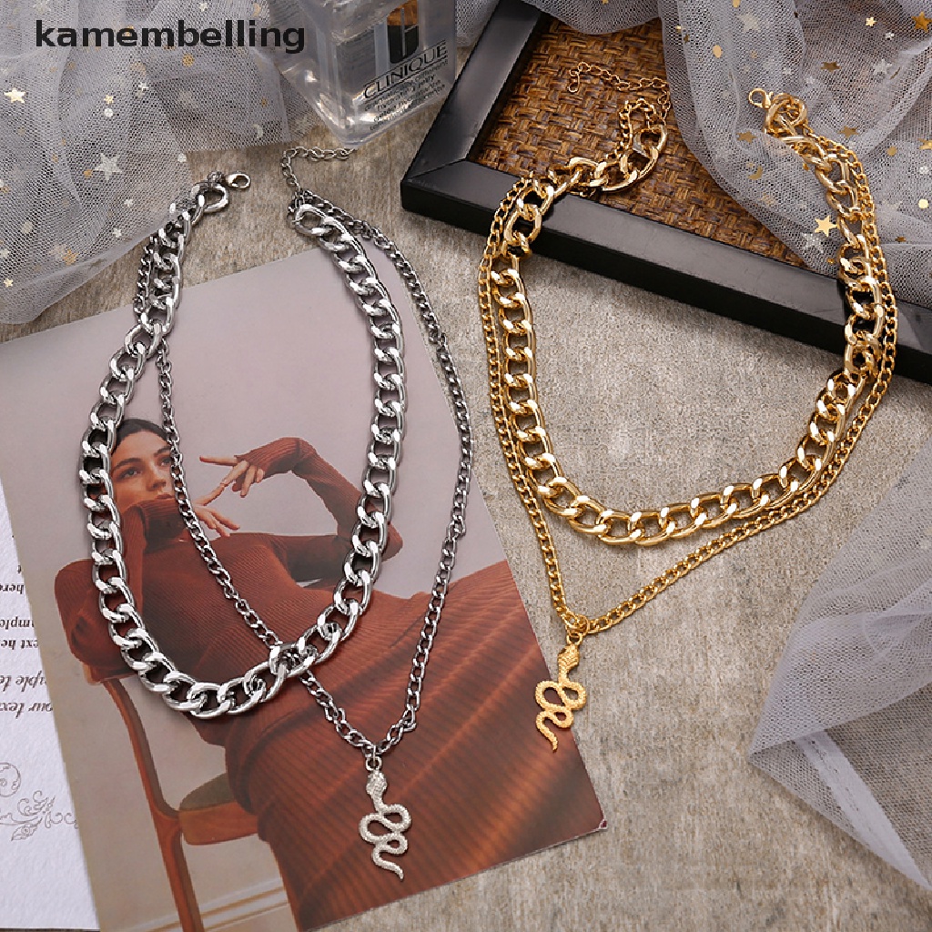 Vòng cổ Mặt Hình Rắn Màu Sắc Vàng Phong Cách Hip Hop Punk Cho Nữ