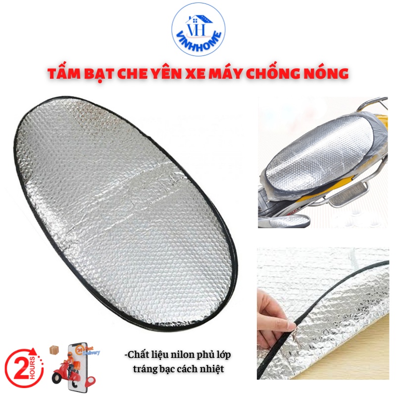 Tấm che yên xe máy, miếng đậy yên xe  chống nắng, chống mưa, chống bụi 2 lớp tráng bạc gấp gọn loại tốt tiện lợi