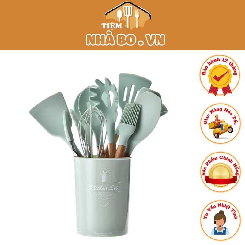 Set 12 món dụng cụ đồ bếp màu xanh mint