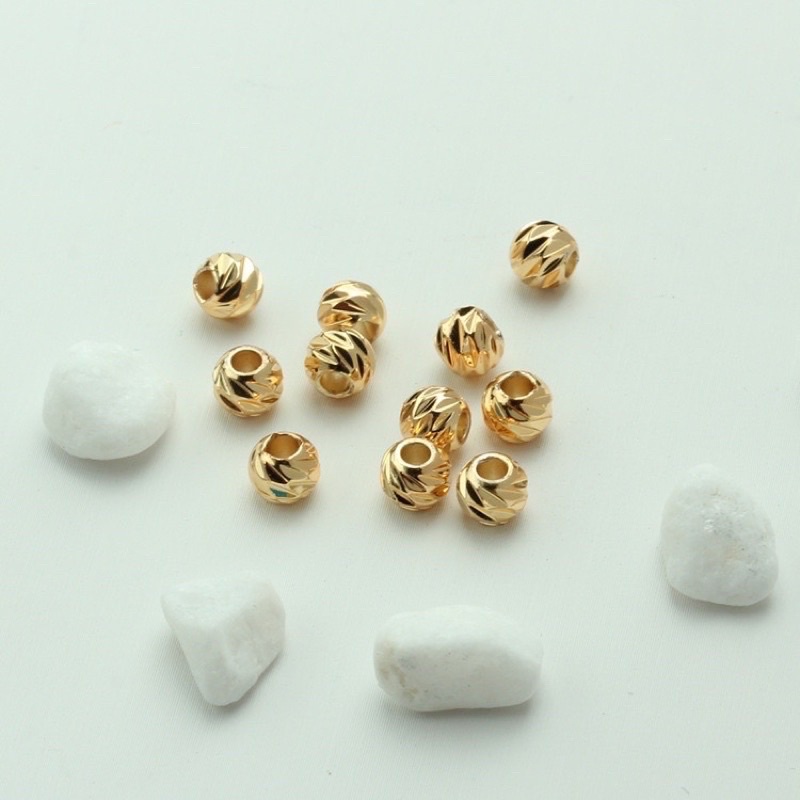 Combo 10 viên bi  khía đa sắc để sâu hạt, mix vòng  bạc xi vàng