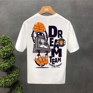 Áo thun tay lỡ Unisex Dream Team - Áo thun Cotton 100% cao cấp màu trắng đen - Áo phông from rộng nam và nữ