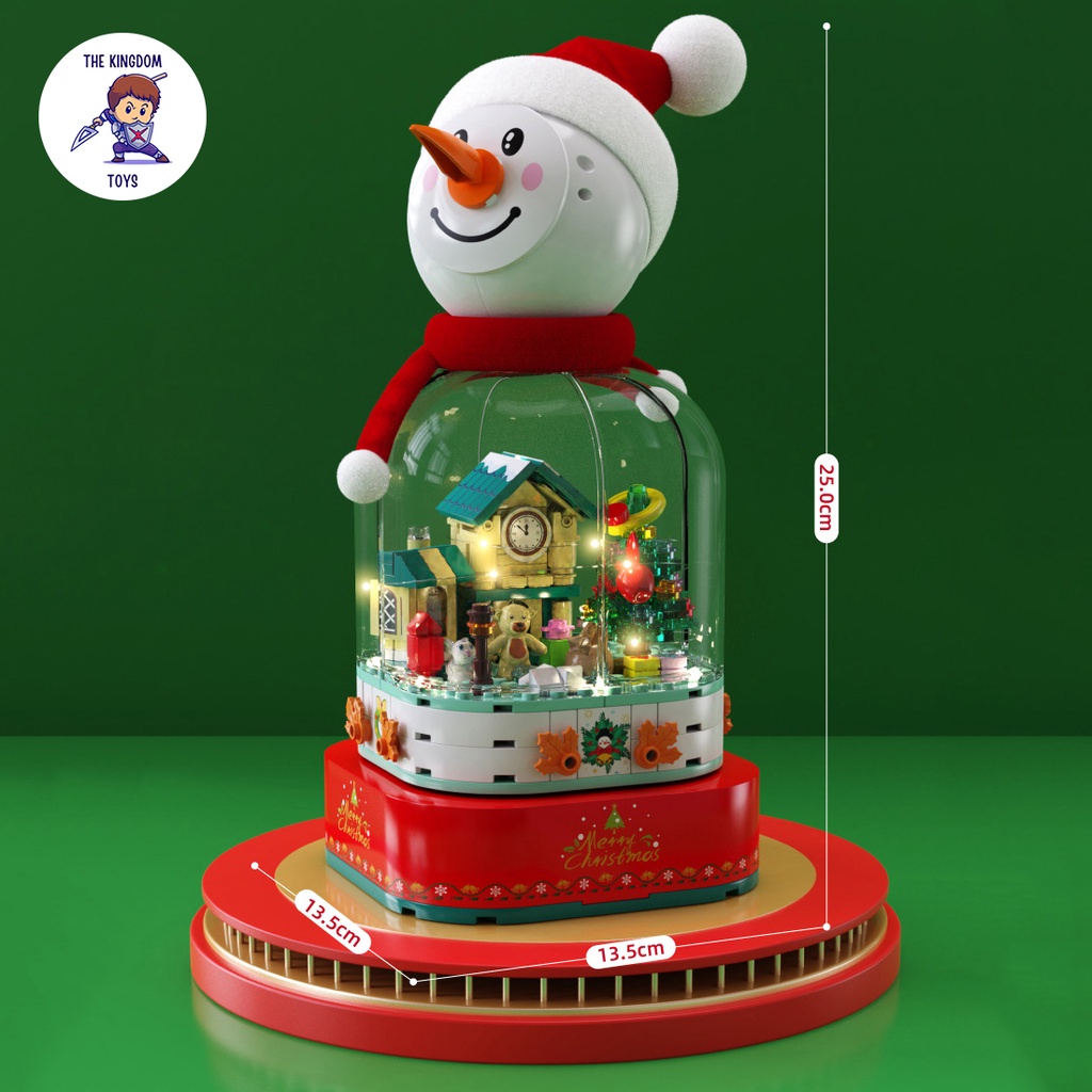 Đồ Chơi Lắp Ráp Giáng Sinh Noel Mô Hình Ngôi Nhà Người Tuyết Hộp Nhạc Dây Cót Phát Sáng Cây Thông 601162