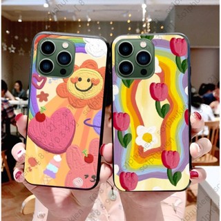 Ốp lưng iPhone 13 / 13 mini / 13 pro / 13 promax mặt lưng ép kính chống bể hình hoa dễ thương
