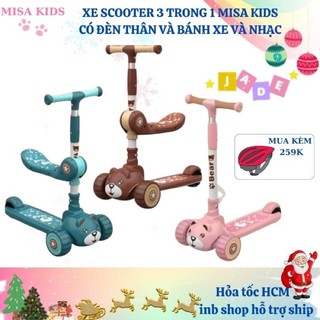 Xe trượt xe Scooter cho bé 3 trong 1 có đèn Led 3 Bánh, phát nhạc, ghế ngồi