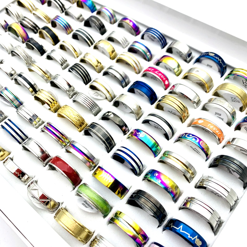 Set 20 Nhẫn Thép Không Gỉ Thiết Kế Mới Thời Trang Dành Cho Cả Nam Và Nữ