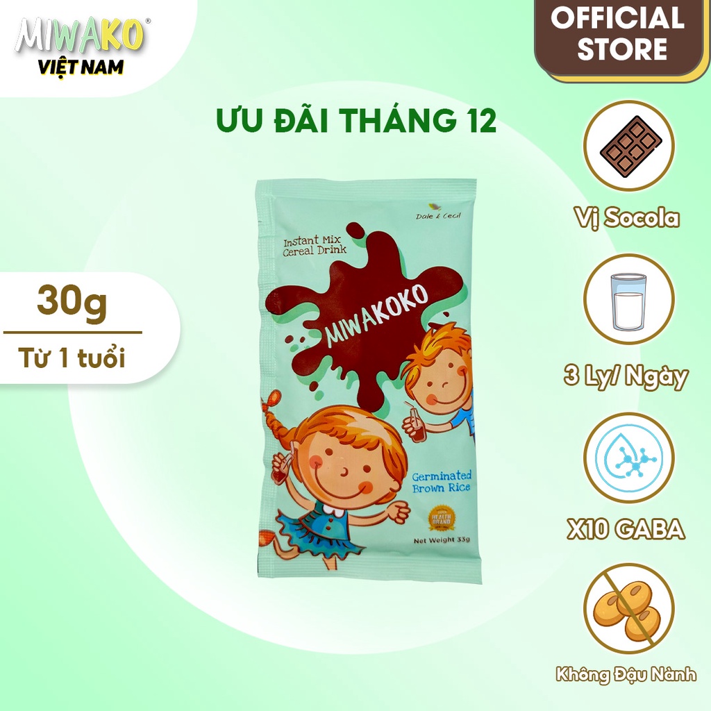 Sữa Công Thức Thực Vật Hữu Cơ Miwakoko Vị Cacao Gói Dùng Thử 30g - Miwako Việt Nam