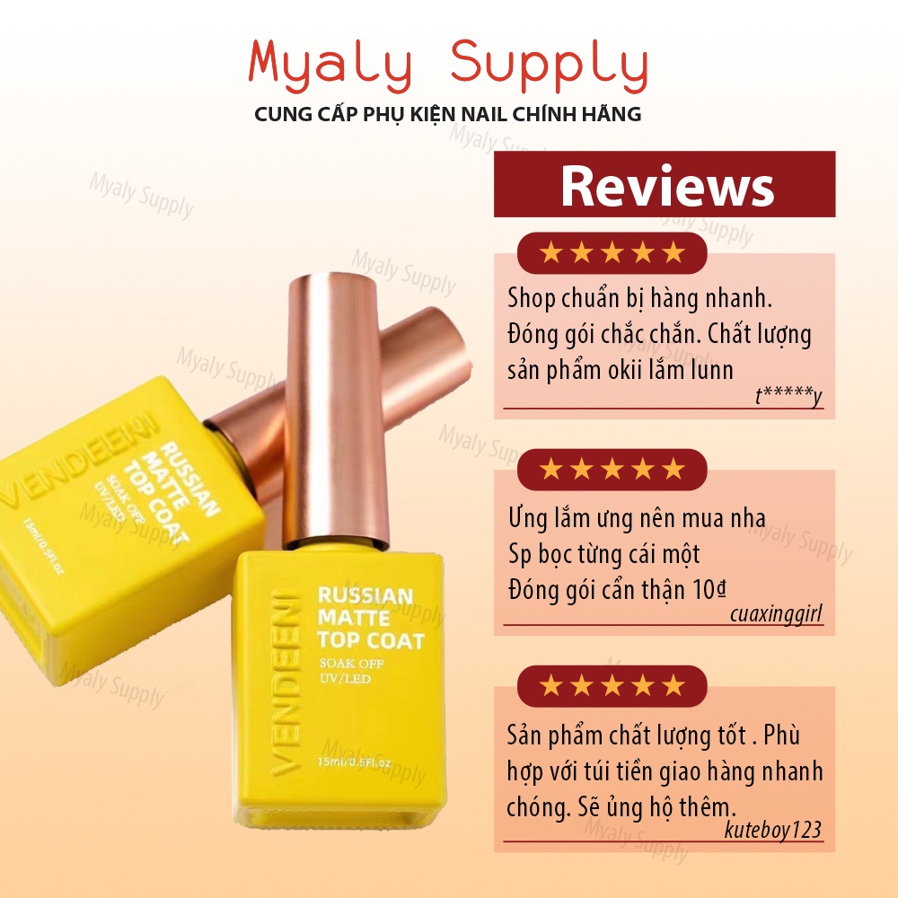 Top Lì Không Lem Khi Tráng Gương Vendeeni Chính Hãng 15ml 1585