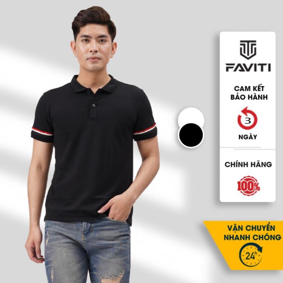 Áo thun polo nam trơn có cổ đẹp cao cấp hàng hiệu trắng đen FAVITI AT03 New ! 🐧