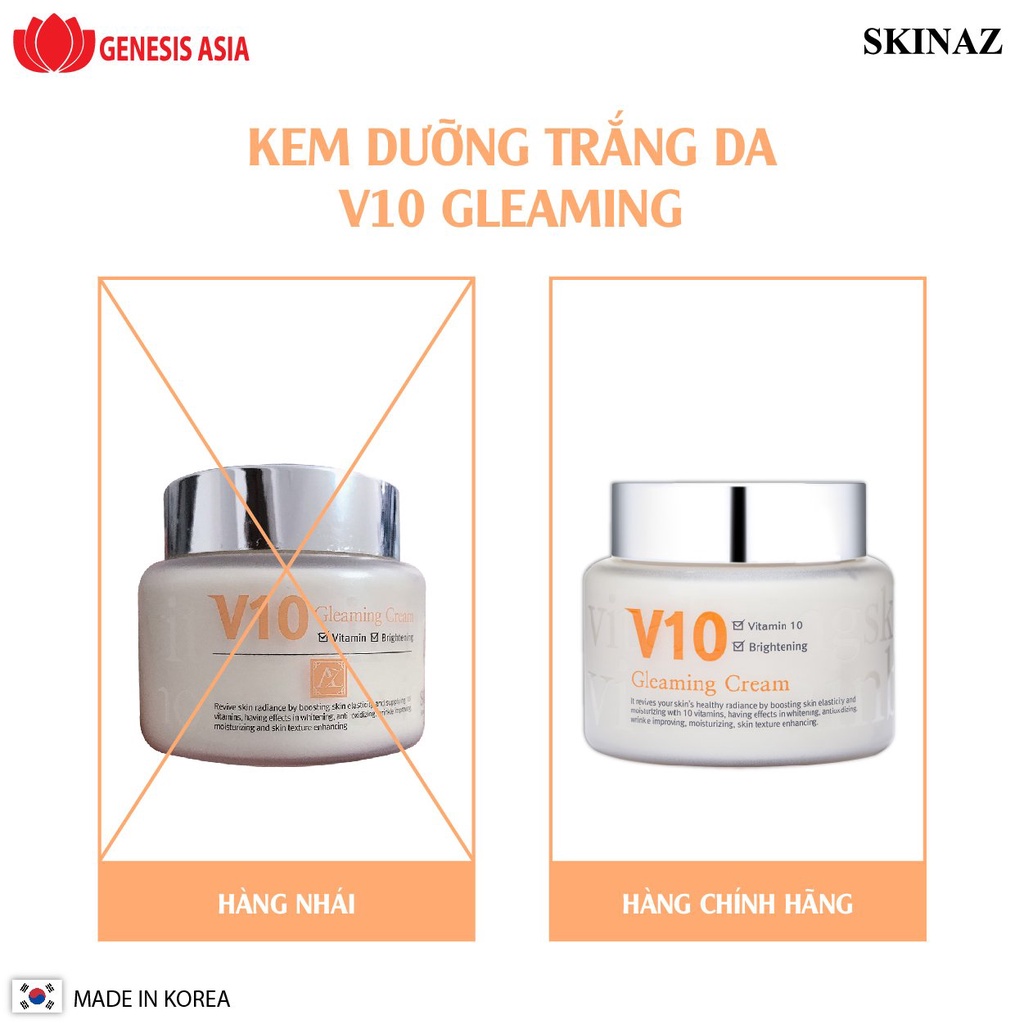 Kem V10 Skinaz Hàn Quốc Chính Hãng 100ml - V10 Gleaming Cream Skinaz