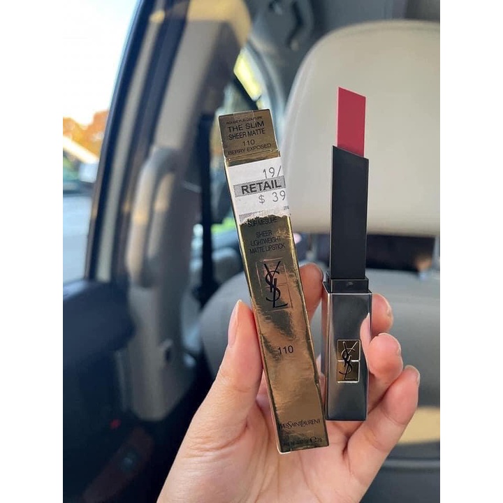 Son YSL Slim vỏ bạc màu 110 Berry Exposed