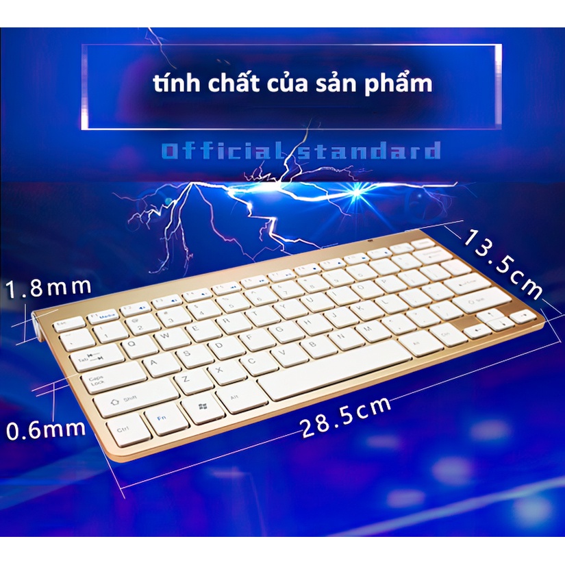 Bộ bàn phím và chuột không dây 2.4G，Mỏng và nhẹ bàn phím bluetooth，Bàn phím không dây cao cấp，dùng cho laptop, PC, Smart