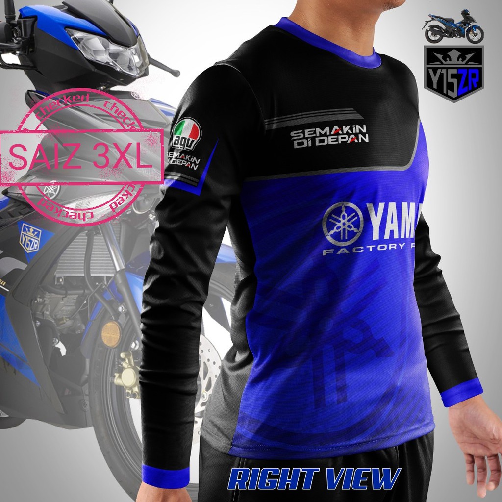 Baju moto, Quần Áo Cưỡi Ngựa y15zr, Áo Thun yamaha Màu Xanh Lam Của Tôi, Áo Thun moto, Áo Thun Dài Tay Màu Xanh Lam yamaha
