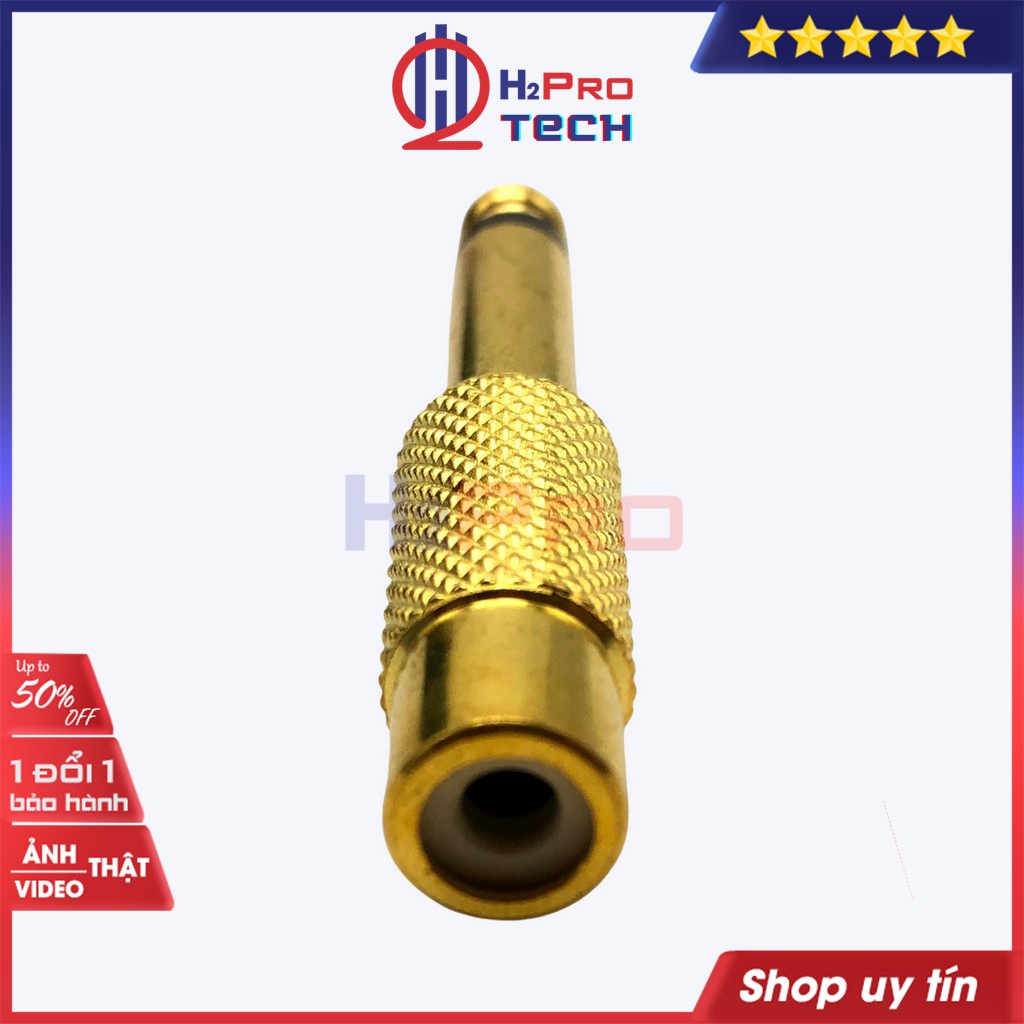 1 Jack Chuyển 6 Ly Ra Av Hoa Sen Vàng Gold Mạ Đồng, Chống Nhiễu, Cắm Chắc Chắn, Jack 6 Ly Ra Hoa Sen Cao Cấp-H2Pro Tech
