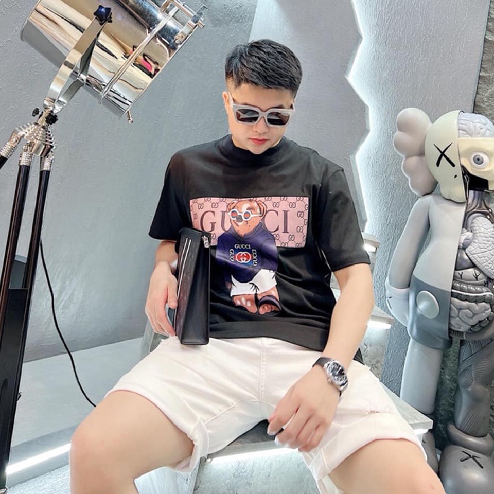 Áo phông gucci gấu Form rộng, áo Thun gc Unisex Nam Nữ Cotton co dãn 4 chiều