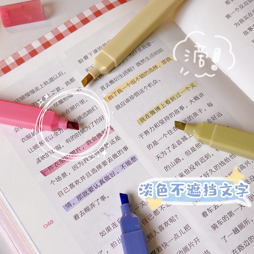 Bộ 6 Bút Lông Hai Đầu Ngòi Mềm Bắt Sáng Màu Retro