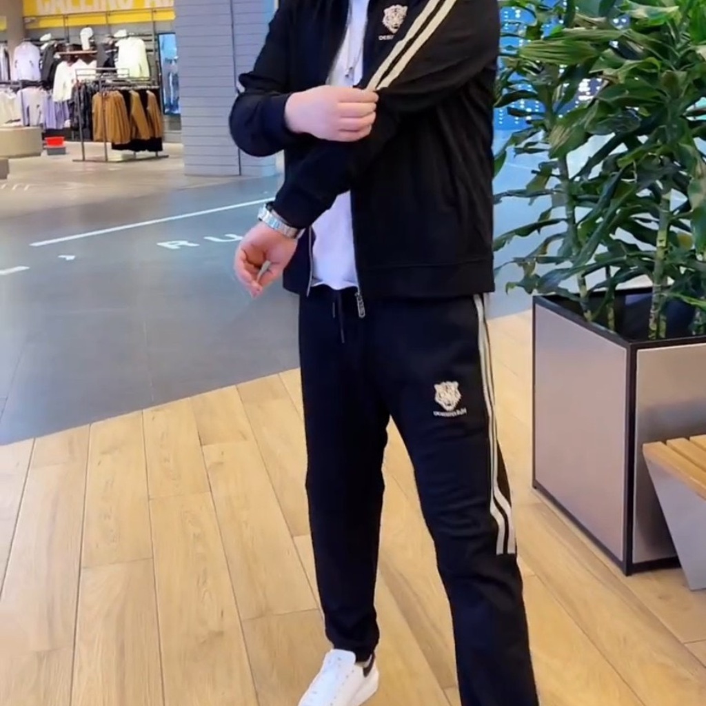 Quần áo thu đông nam,Bộ nỉ nam,Bộ thể thao nam thu đông bộ logo thêu hổ