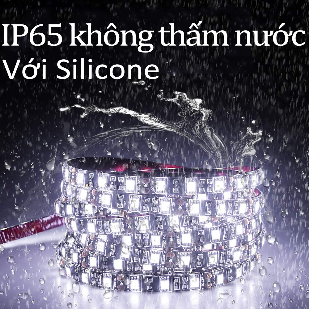 Đèn dây led RGB 5M với Silicone Không thấm nước 16 triệu màu điều khiển bằng điện thoại, nháy theo nhạc, trang trí decor phòng