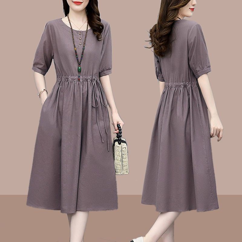 Đầm Dáng Chữ a Vải Cotton Lanh Mỏng Cao Cấp Phong Cách Nhật Bản Mới