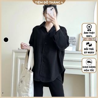 Áo Sơ Mi Nữ Form Rộng Chất Kaki Gân Có Túi TIỆM ĐỒ THÁNG 4 NUNU SHIRT