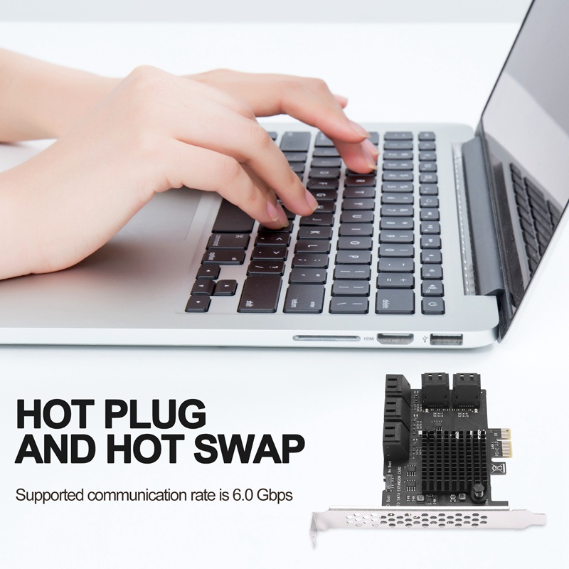 Card Mở Rộng 10 Cổng SATA 3.0 Sang PCIe X1 SATA 3 6G Kèm Tản Nhiệt Cho Windows
