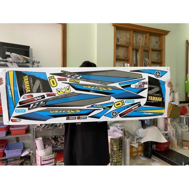 DECAL PVC 5 LỚP CHẤT LƯỢNG CAO Tem rời Exciter 2010 sọc xanh đen