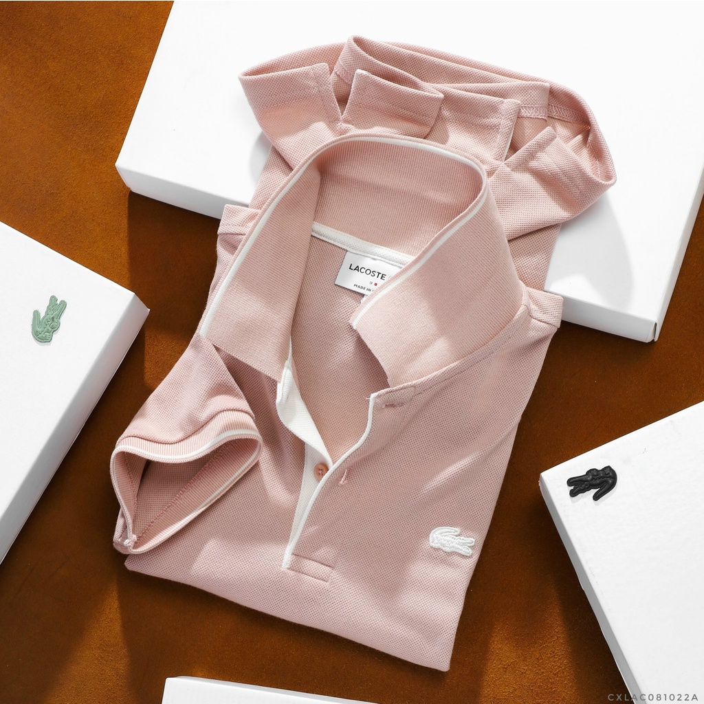 Áo Thun Nam Polo Cá Sấu REGULAR LACOSTE Phối Cổ France Hàng Xuất Xịn - vải rũ mềm cao cấp Full Nút Khắc Cùng Màu Hiếm