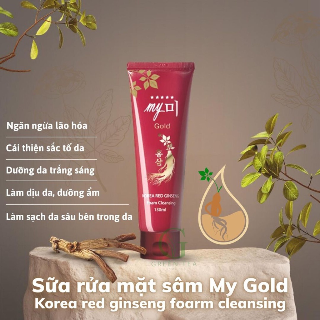 Sữa rửa mặt HỒNG SÂM ĐỎ MY ME GOLD Korea Red Ginseng Foam Cleanser 130ml