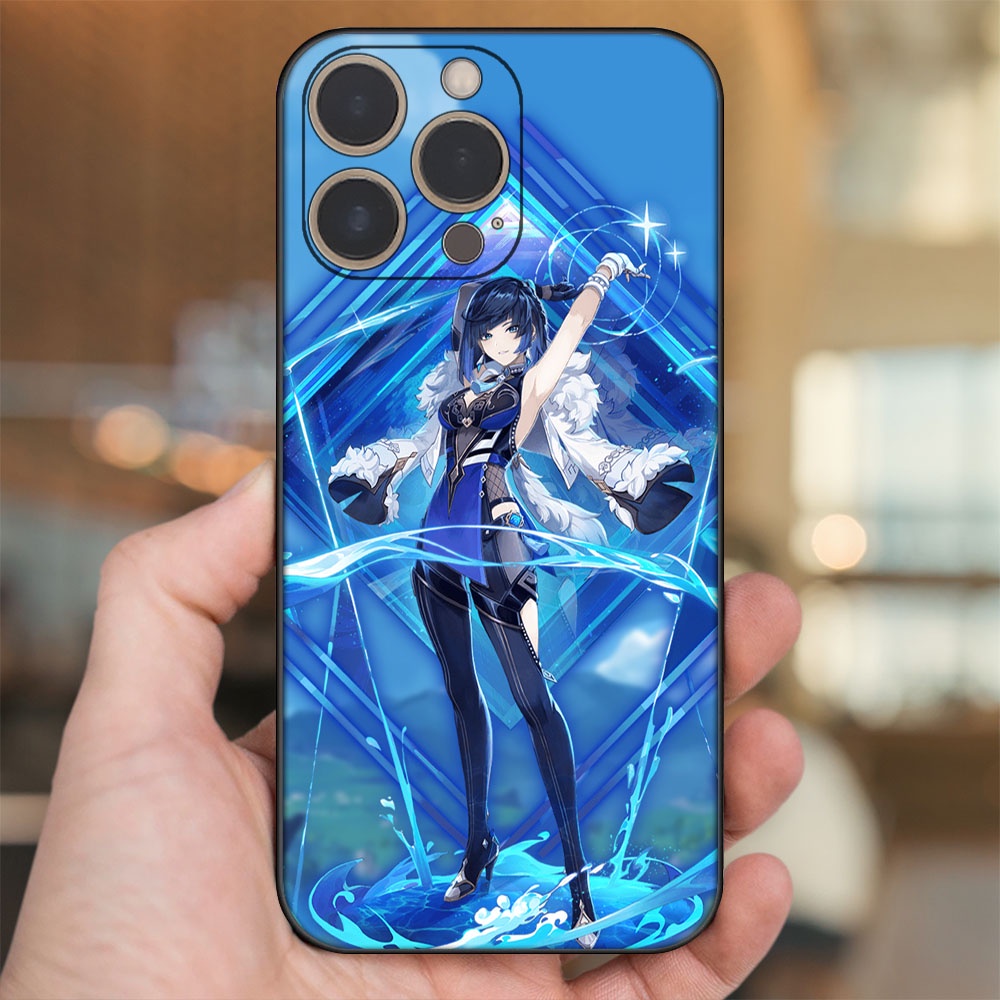 Ốp lưng iPhone 14 Pro dẻo đen cạnh vuông in hình Yelan Genshin Impact