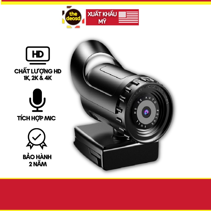 Webcam Máy Tính Full HD 1K 2K 4K Camera Tự Động Lấy Nét - The Deosd