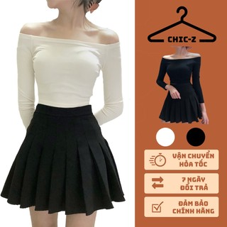 Áo Croptop Nữ Tay Dài Trễ Vai, Ngang Vai, Vải Thun Zip Cotton 100% Ôm Body, Hack Dáng Co Giãn 4 Chiều Nhà Chic-Z 2022