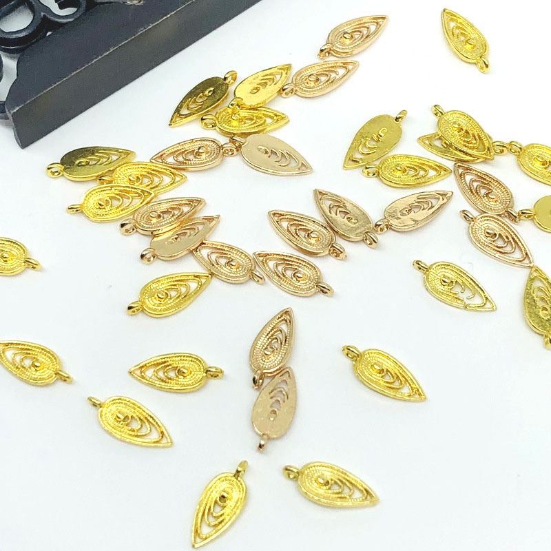 (10 cái)Phiến đúc lá xoắn 5*13mm, Nguyên liệu làm trang sức cổ trang, Nguyên liệu diy