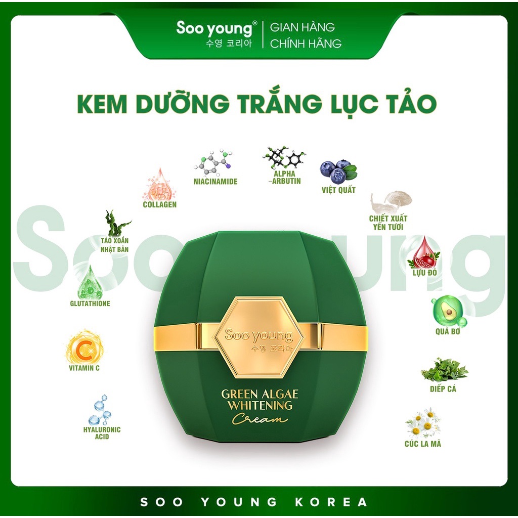 Kem Face Dưỡng Trắng Lục Tảo Green Algae Whitening Soo Young