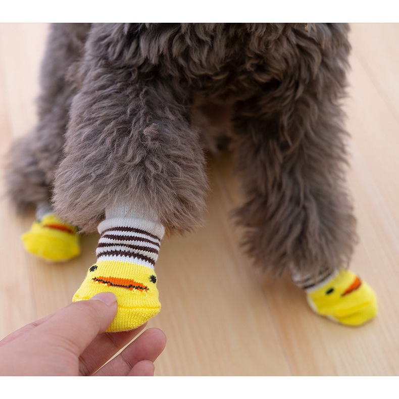 Đôi Vớ Chống Trượt In Hình Chân Chó Dễ Thương Bảo Vệ Cho Thú Cưng
