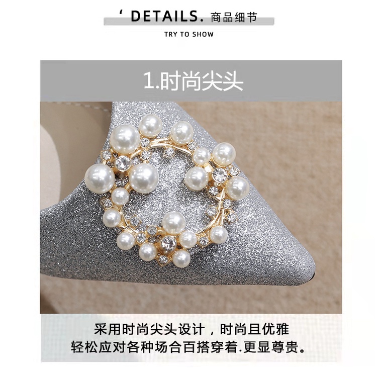 Giày Búp Bê Đế Mềm Mũi Nhọn Đính Đá Trang Trí Lấp Lánh Thời Trang 2022 Cho Nữ Size 32-46