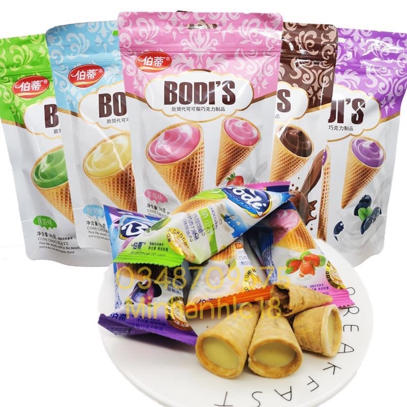 Bánh ốc quế Bodi’s 80g nhân kem siêu ngon