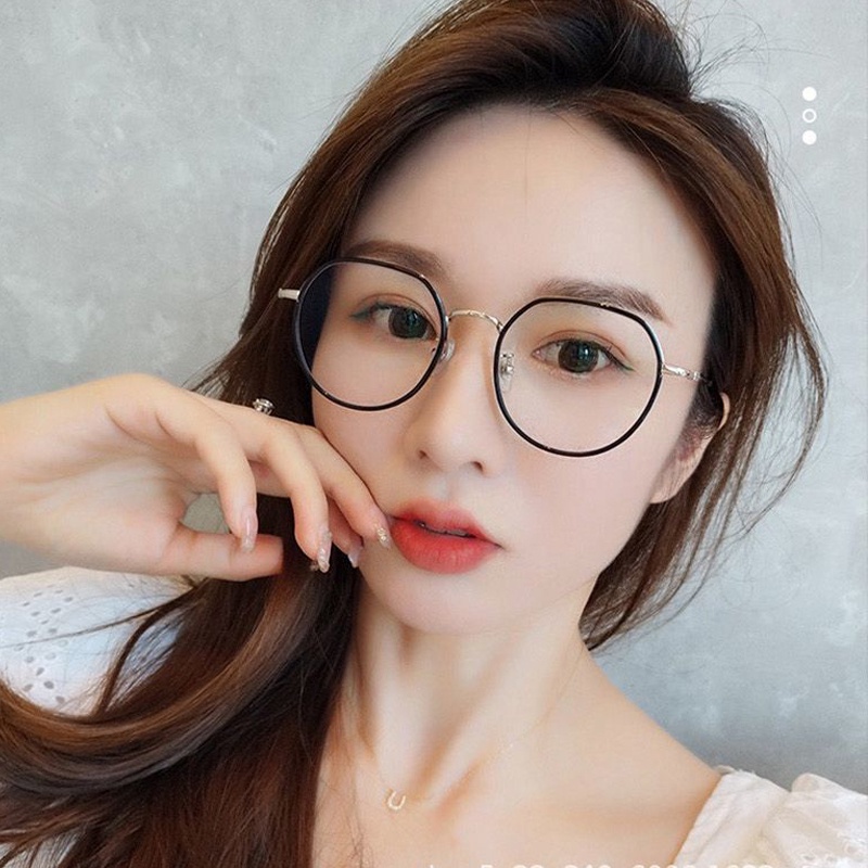 Mắt Kính Gọng Tròn Bằng Kim Loại Chống Bức Xạ &amp; Ánh Sáng Xanh Trong Suốt Cho Nam &amp; Nữ